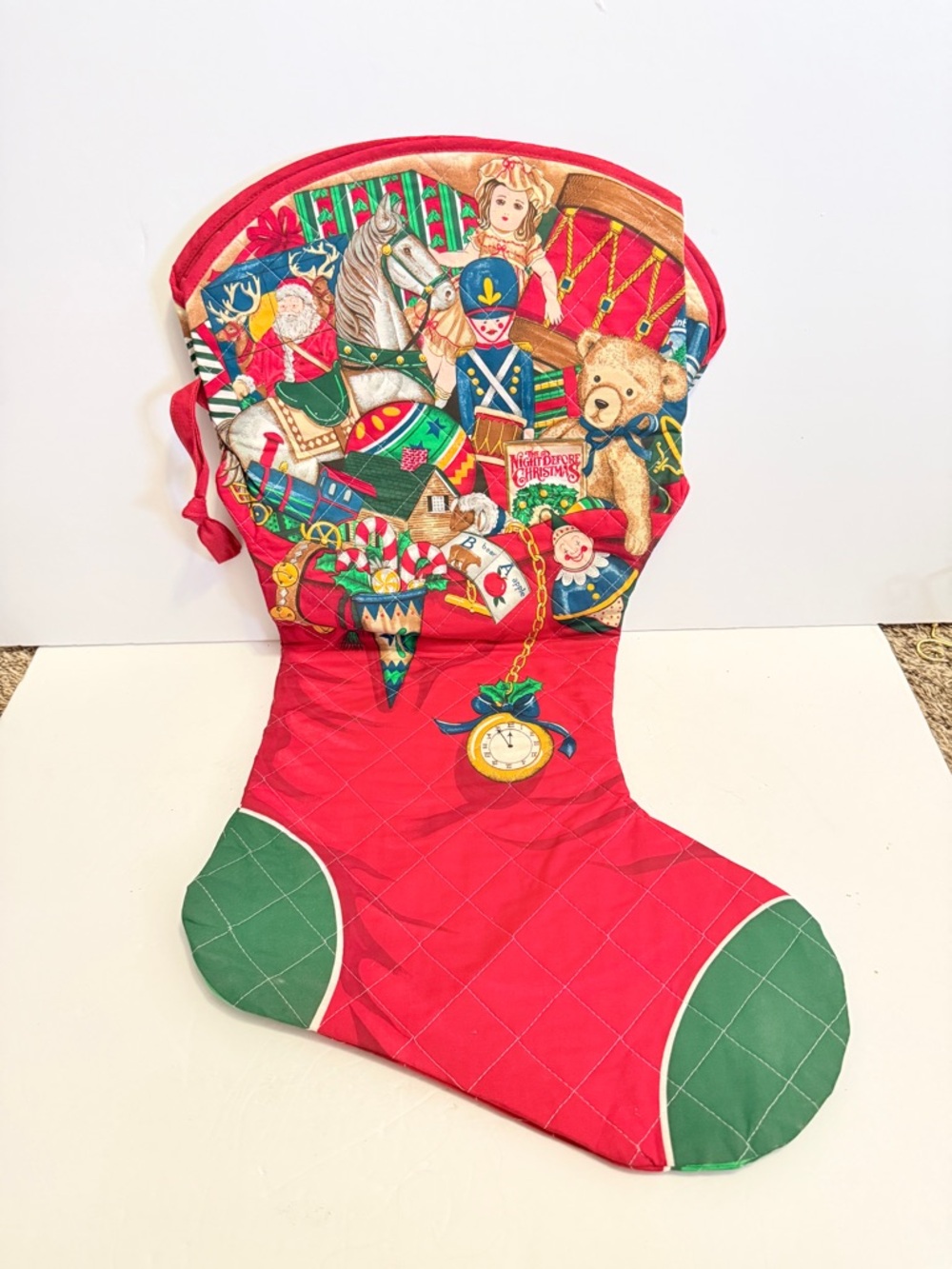 Vintage “The Night Before Christmas” Jumbo Quilted Christmas Stocking 32”